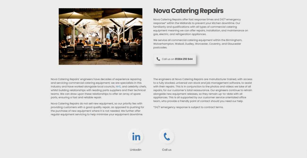 Nova Catering Additional CTAs