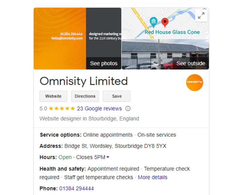 Omnisity's Local Google My Business Listing - Example 1
