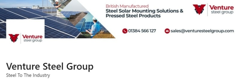 An example of a LinkedIn company page which we created for Venture Steel