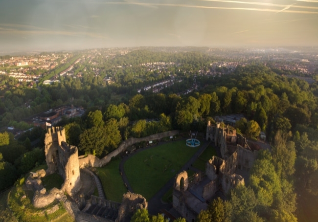 An aerial shot of Dudley Castle Showcasing that Omnisity is a Marketing Agency Dudley